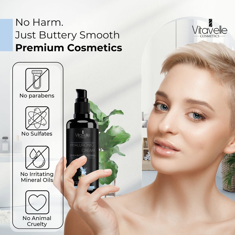 VITAVELLE Hyaluronic Acid Face Cream – Daily Hydrating Moisturizer with Shea Butter for Soft & Smooth-Looking Skin (1.69 Fl Oz)