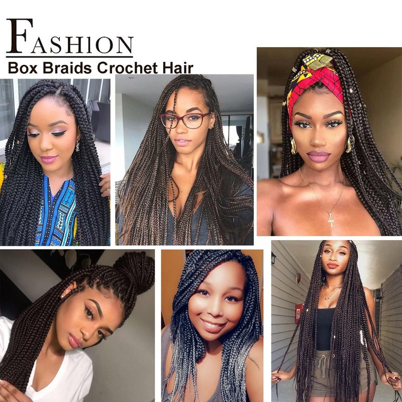 7 Packs Goddess Box Braids Crochet Hair 18 Inch Prelooped Crochet Box Braids Crochet Hair for Black Women Braiding Hair (18 Inch 7 Packs, #1B/30)