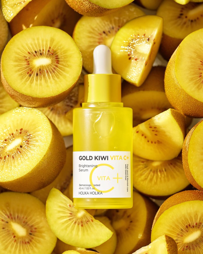 HOLIKA HOLIKA Gold Kiwi Vita C Plus Skincare Set – Korean Vitamin C Serum Duo with Antioxidant-Rich Gold Kiwi Extract, Radiance-Enhancing Formula for Dewy, Healthy-Looking Skin, 1.52 fl.oz.