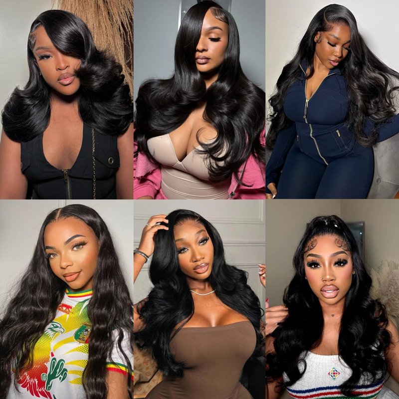 Human Hair Bundles 12 12 12 Inch Body Wave Bundles Human Hair 100% Unprocessed Brazilian Virgin Body Wave 3 Bundles Human Hair Extensions for Black Women Natural Black