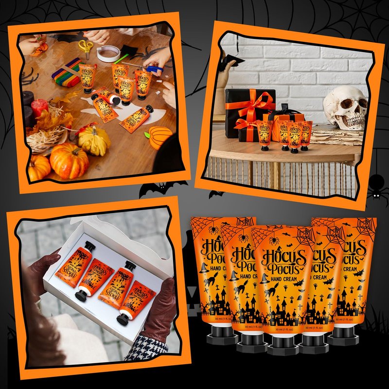 Heigble 48 Sets Halloween Hand Cream Gifts Bulk Halloween Party Supplies Favors Hand Cream Travel Lotions Size Bulk with Ghost Spiderweb Skull for Birthday Christmas Holiday Party Guest Gifts