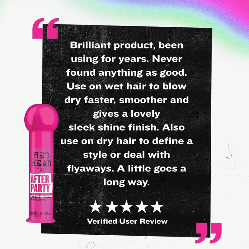 TIGI Bed Head After Party Smoothing Cream - Frizz Control Hair Care | 3.38 Oz Each, Summer Fruit Scent