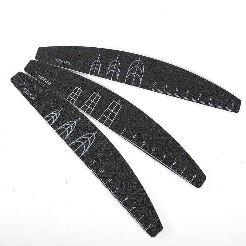 XEAOHESY 9 Pieces 120/120, 120/180, and 180/180 Grit Both Sides Nail Files with Reference Graphic for Nail Shape(Square, Almond, Oval), Nail Files for Natural Nails
