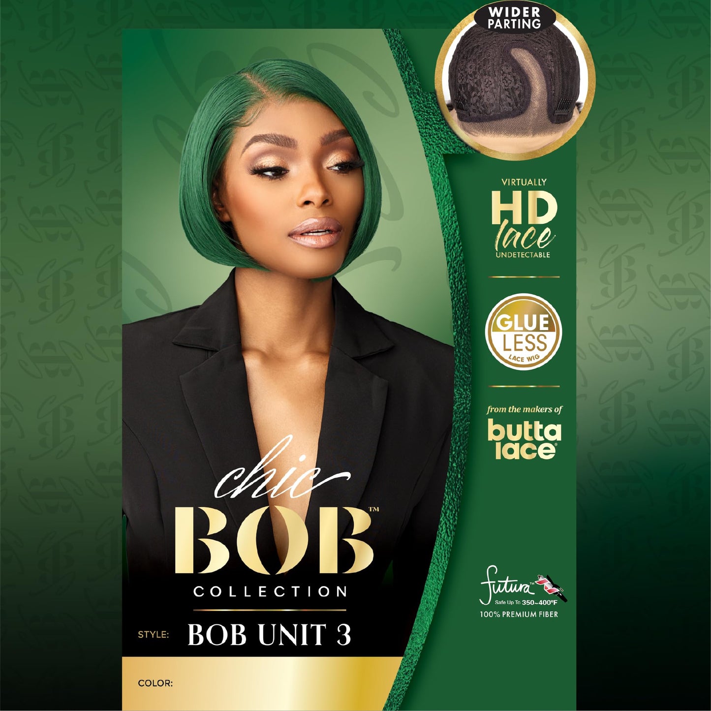 Sensationnel Chicbob Lace Frontwig - Bob Unit 3 Face Framing Glueless Wig Wide 5 Inch Deep Part Synthetic Preplucked Hairline (SILVERBLONDE)
