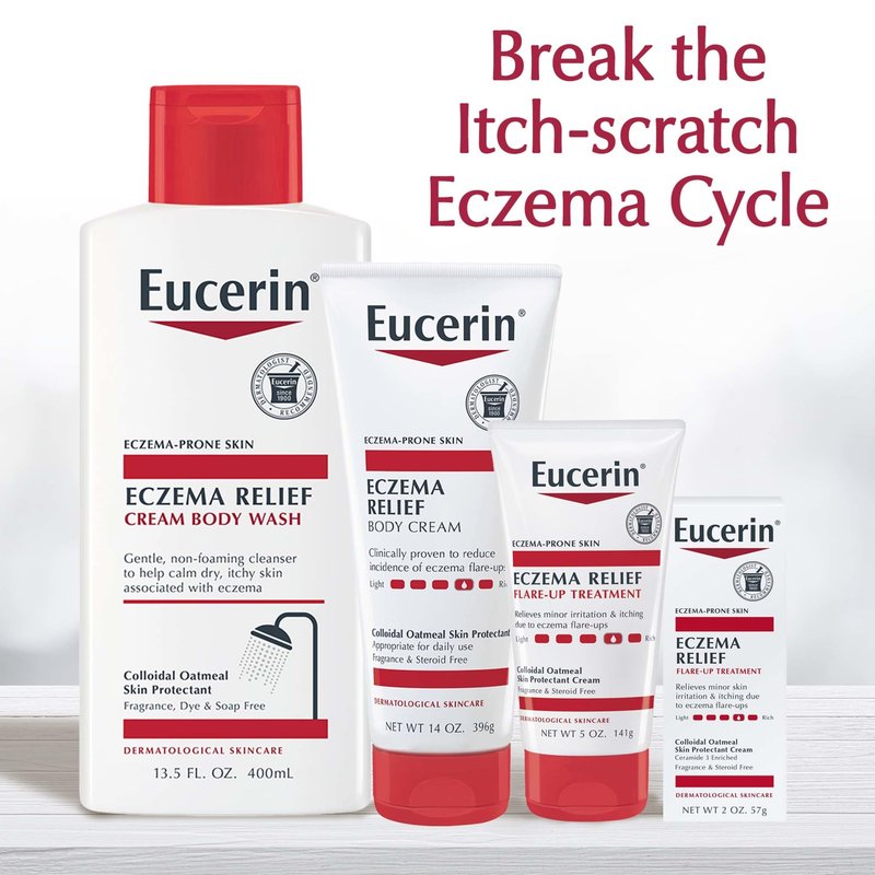 Eucerin Eczema Relief Body Cream, Colloidal Oatmeal Enriched, Steroid Free Eczema Cream, 8 OZ Tube, Pack of 3