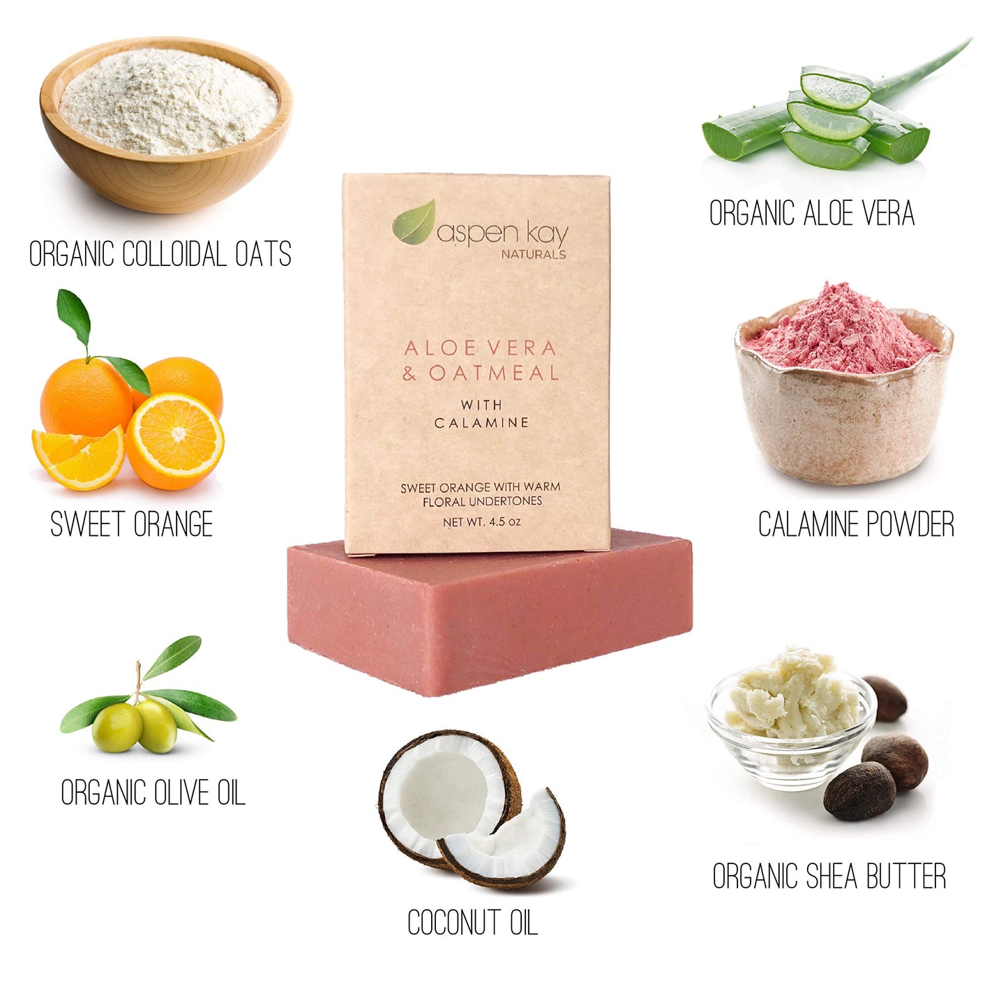 Aspen Kay Naturals Soap Set - Made with Natural and Organic Ingredients. Gentle Soap. 1 Arnica & Mint - 1 Calamine Soap – 1 Neem Soap - 4.5oz Bar