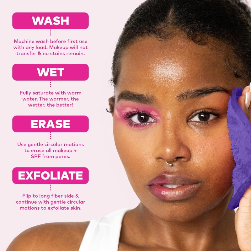 The Original MakeUp Eraser PRO, Effortlessly Remove All Makeup Using Only Water, Including Waterproof Mascara, Eyeliner, Foundation, Lipstick, Sunscreen,and More! Queen Purple, 1 ct.