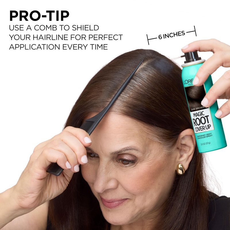 L'Oreal Paris Magic Root Cover Up Gray Hair Spray, 100% Gray Hair Coverage with Buildable, Lightweight, Transfer-Resistant, and Temporary Formula, Ammonia-Free, Light Golden Brown, 2 oz (2 Count)