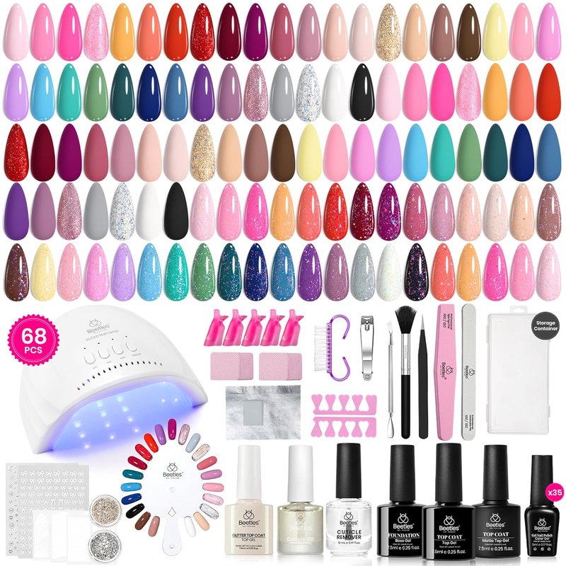 Beetles Gel Nail Polish Kit - 35 Color Gel Polish Set with UV Light | Glitter & Matte Finish for DIY Nail Art