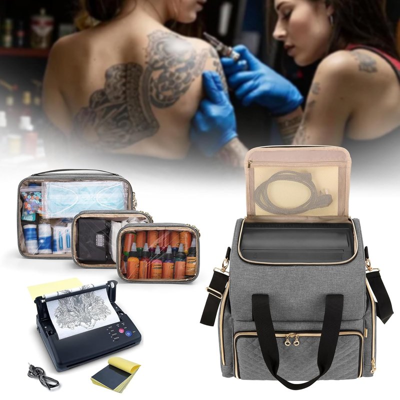 LUXJA Large Tattoo Travel Case - Organizer with 3 Removable Pouches for Tattoo Supplies | Gray