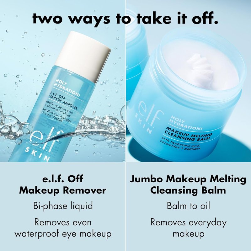 e.l.f. SKIN Mini Holy Hydration Cleansing Balm - Makeup Remover with Hyaluronic Acid | 0.45 Oz