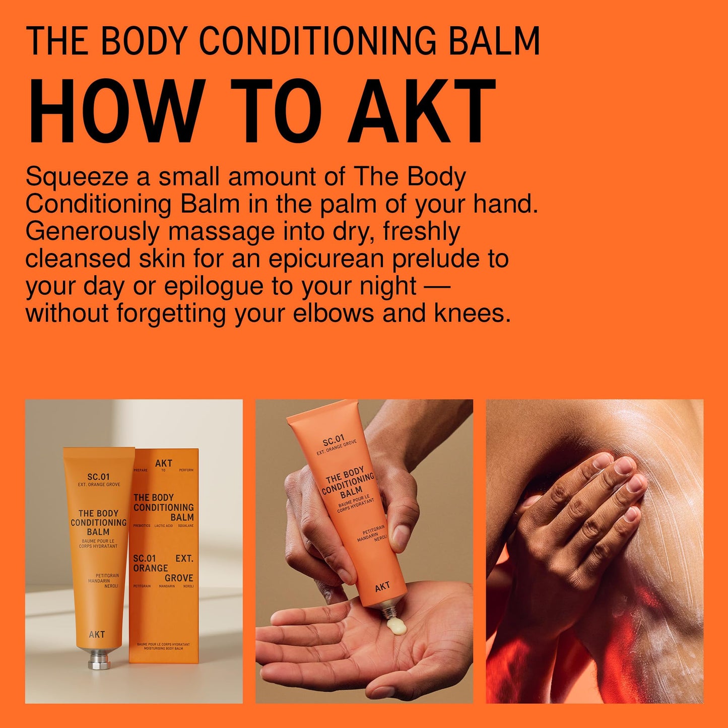 AKT The Body Conditioning Balm 3.4 Fl Oz, Firming Cream, Hydrating Body Balm with Olive Squalane & Lactic Acid, Vegan Moisturizer, Plastic Free, Sc.01 Orange Grove, All Genders