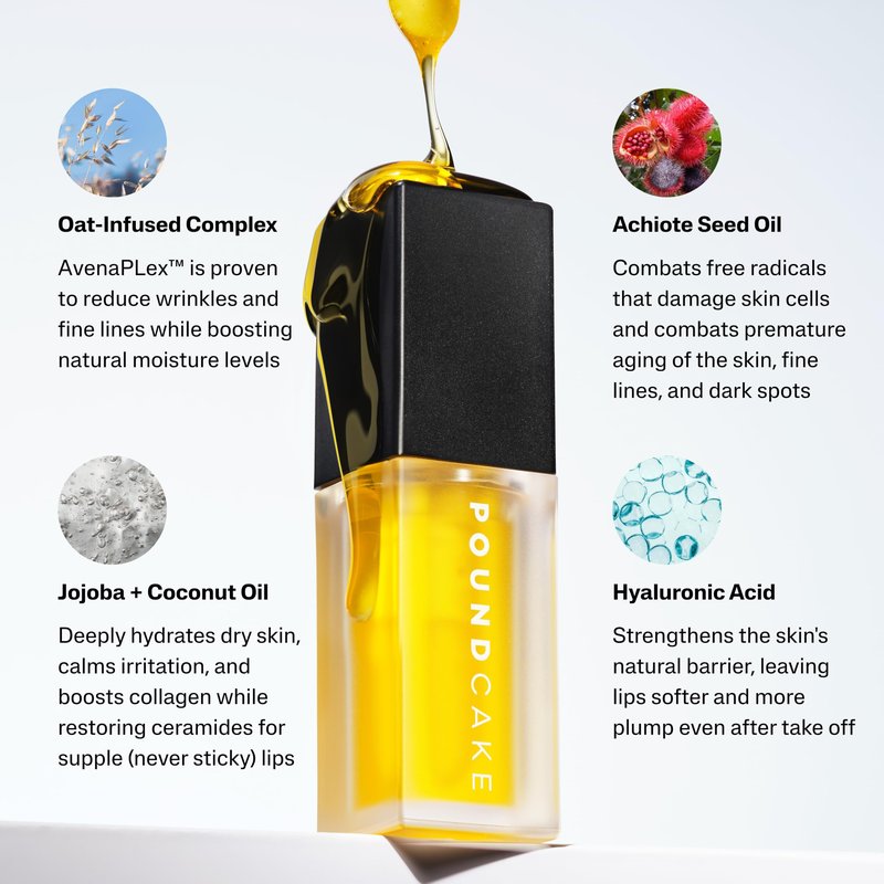 POUND CAKE Cake Theory Plumping Lip Oil | Hydrating & Moisturizing Lip Oil Balm, Lip Gloss, and Lip Mask with Hyaluronic Acid | Clean, Vegan Formula | Lip Plumper Treatment | 0.23 oz, Melted Butter
