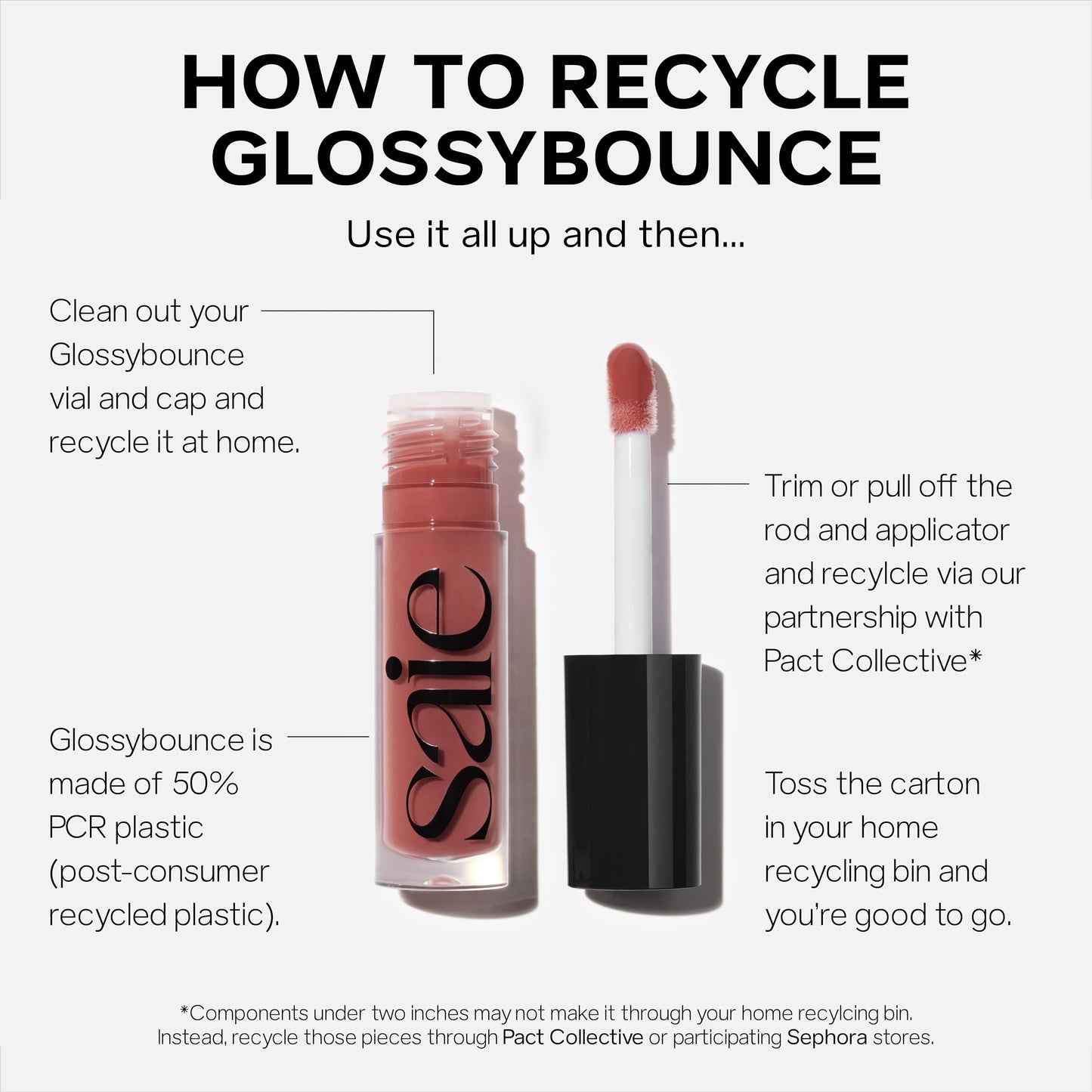 Saie Glossybounce - Hydrating Lip Gloss and Tinted Lip Oil Hybrid with Hyaluronic Acid & Jojoba Oil for Non-Sticky, Ultra-Shiny, Plump & Soft Lips - Everyday Makeup Essential - Kiss (.17 oz)