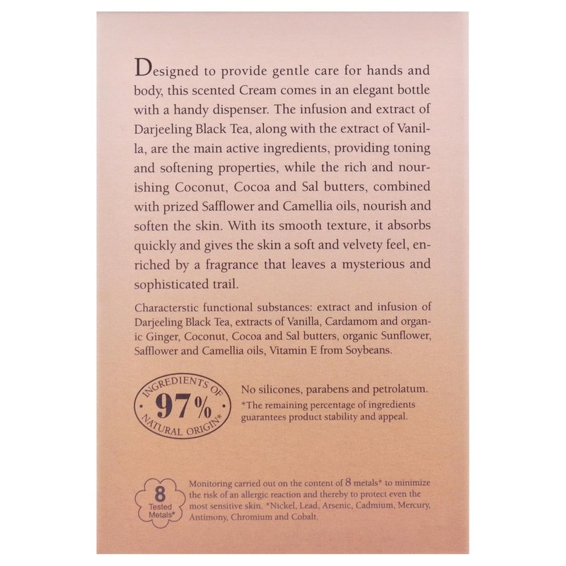 LErbolario Black Tea Body & Hand Cream - Hydrating Unisex Lotion | 8.4 oz
