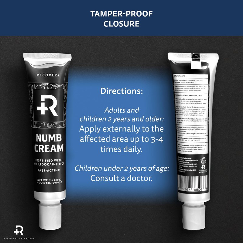 Recovery Aftercare - Numbing Cream - Epinephrine-Free Aftercare - Painless Numbing Cream for Up To 6 Hours of Fast Acting Pain Relief (1 oz)