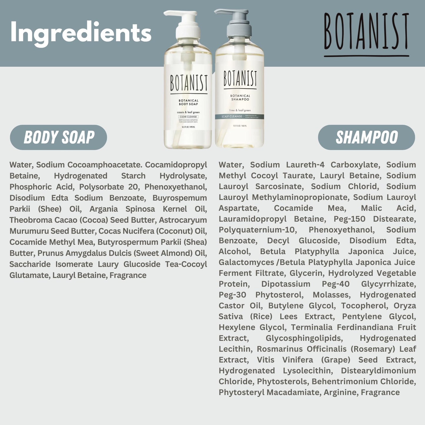 Botanist Organic Body Wash & Shampoo Set, Natural Shower Gel For Women Dry Skin, Sulfate Free Shampoo for Oily Hair with Natural Keratin & Honey from Japan, Silicone & Paraben Free 32.0 Fl Oz