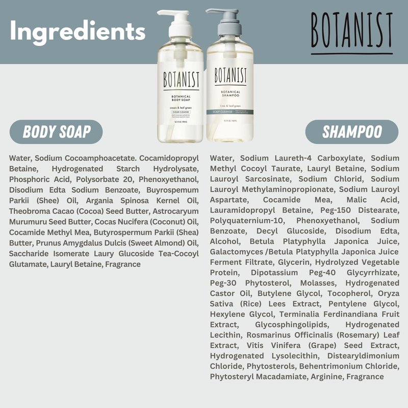 Botanist Organic Body Wash & Shampoo Set, Natural Shower Gel For Women Dry Skin, Sulfate Free Shampoo for Oily Hair with Natural Keratin & Honey from Japan, Silicone & Paraben Free 32.0 Fl Oz
