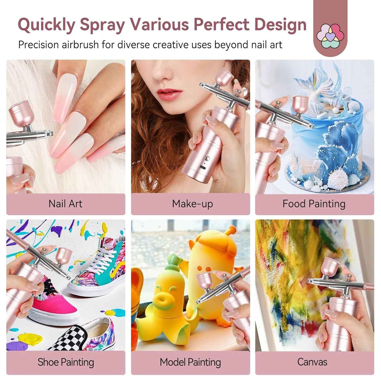 Airbrush Nail Kit with 12 Gel Polish Colors - SAVILAND Professional Set