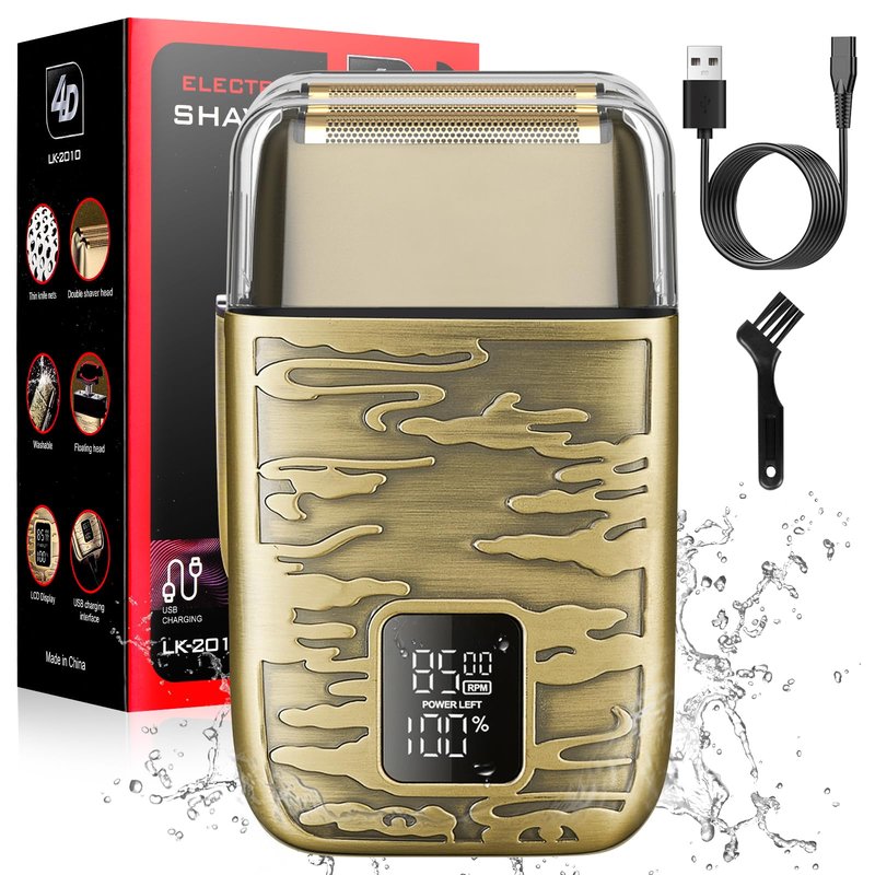 Dumite Electric Shavers for Men,3-Speeds Electric Razor,Head Shavers for Bald Men,Double Foil Beard Trimmer,Barber Supplies Waterproof Shaver, Gifts (Bronze-1)