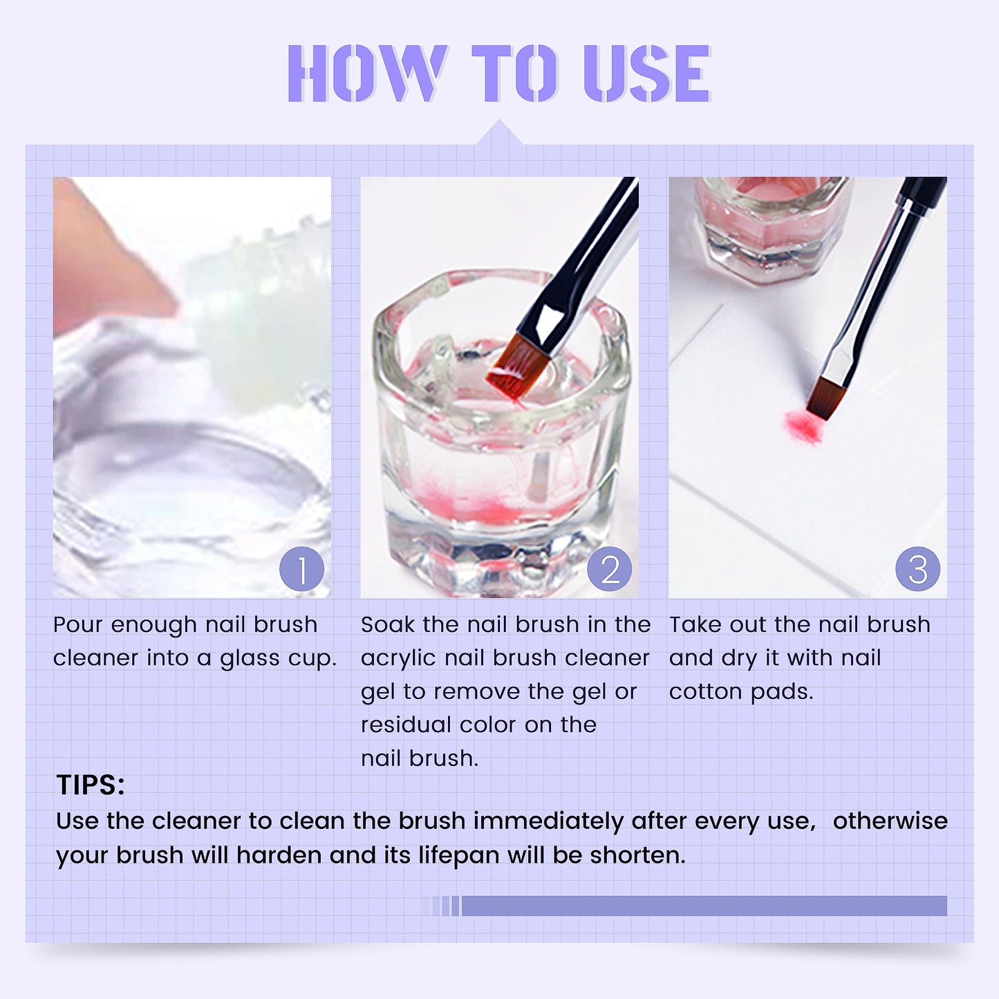 Nail Brush Cleaner Gel Restorer Solution Acrylic Nail Brush Cleaner Gel Quickly Clean for Acrylic Nail Brushes,Glitter Gel Nail polish Brushes,Builder Hard Gel Brush (60mlSet)