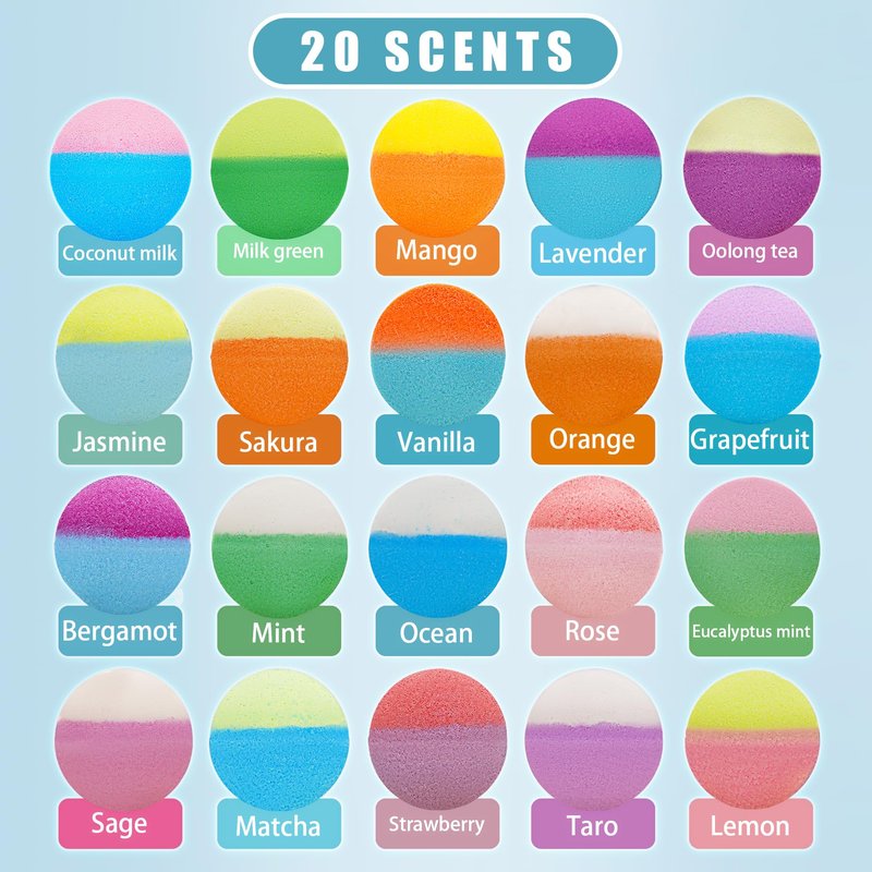 20 Pack Bath Bombs for Kids with Surprise Inside Bubble Bath Toys Organic Natural Bath Bombs Set Easter Basket Stuffers Birthday Christmas Gift for Kids 3 4 5 6 7 8 Years Old Boys Toddlers Girls