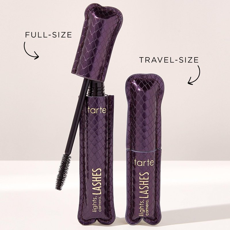 tarte lights, camera, lashes 4-in-1 mascara – Volume, Length, Curl & Conditioning for Fuller-Looking Lashes, Smudge-Proof, Flake-Free, Longwear, Vegan & Cruelty-Free, travel size, black