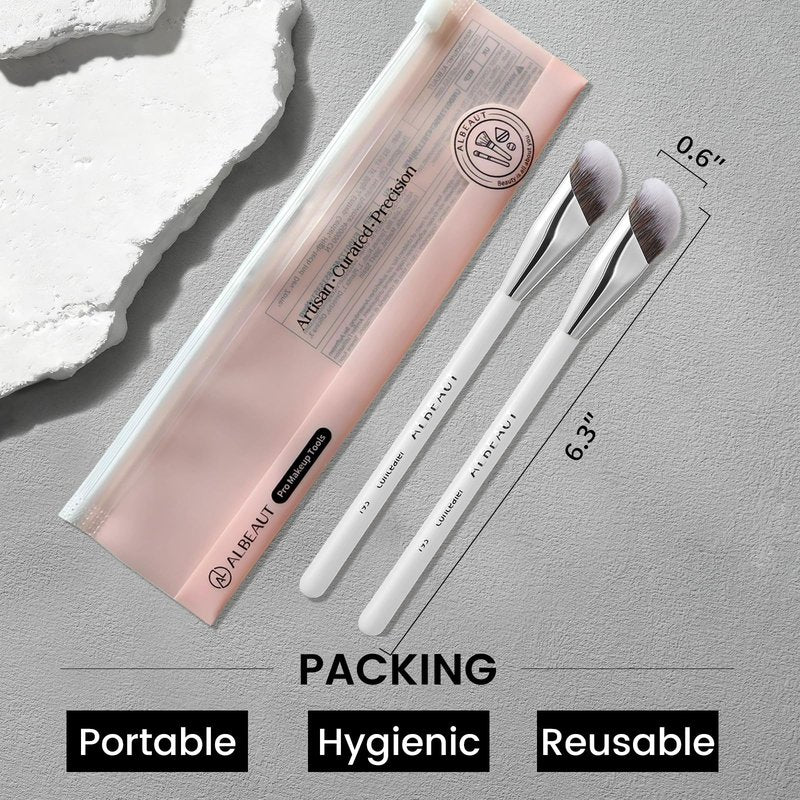 Albeaut Concealer Makeup Brushes 2 PCS Angled Brushes for Liquid, Cream, Stick Concealer Foundation Nose Contour Eyeshadow Blending(193-2pcs)