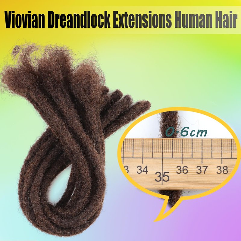Coriario Dark Brown Locs Extensions Human Hair 8 Inch 30 Strands 0.6cm Dreadlock Extensions Human Hair Dread Locks for Men 4#
