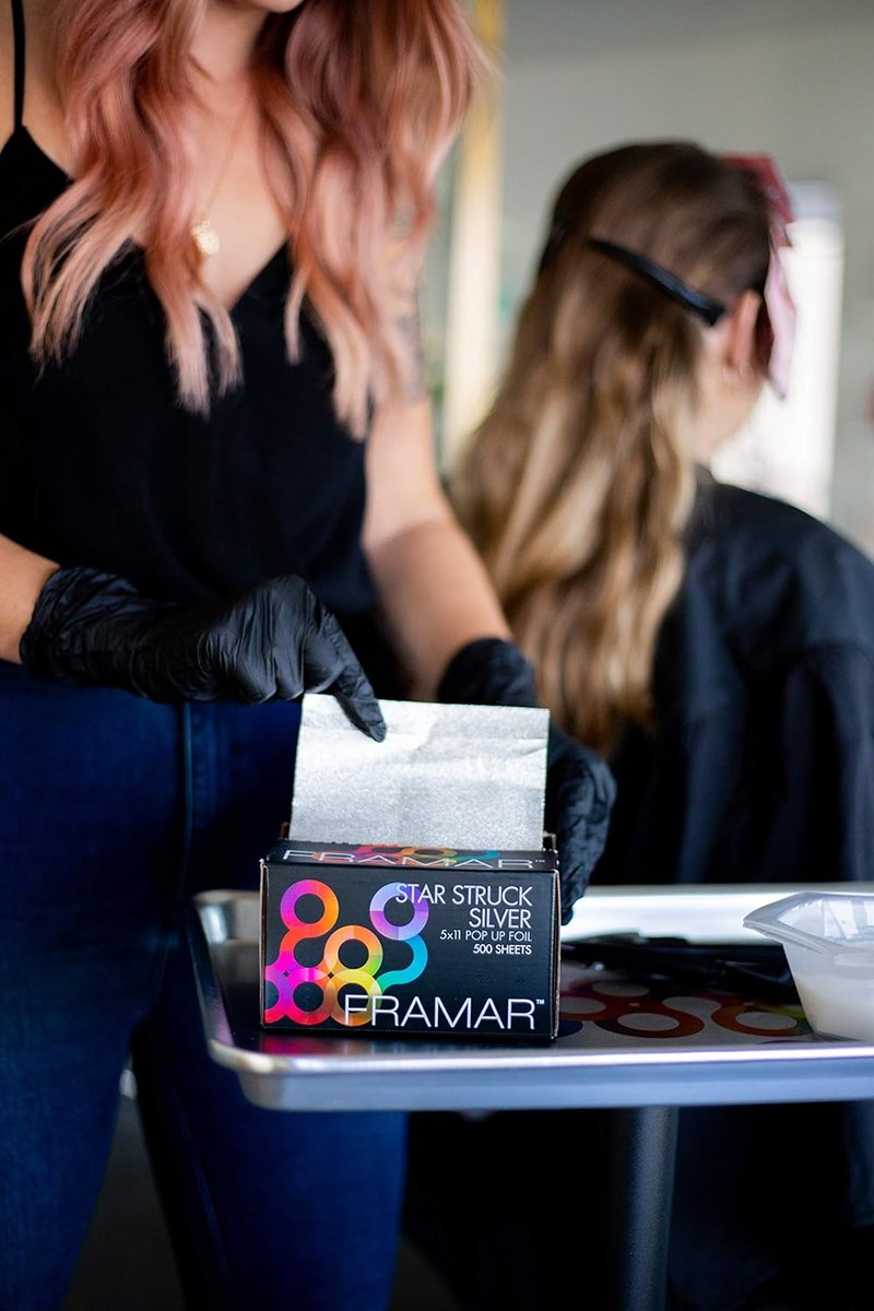 Framar Silver Hair Foils - Pop-Up Aluminum Highlighting Foil Sheets | 500 Non-Slip Salon Foils