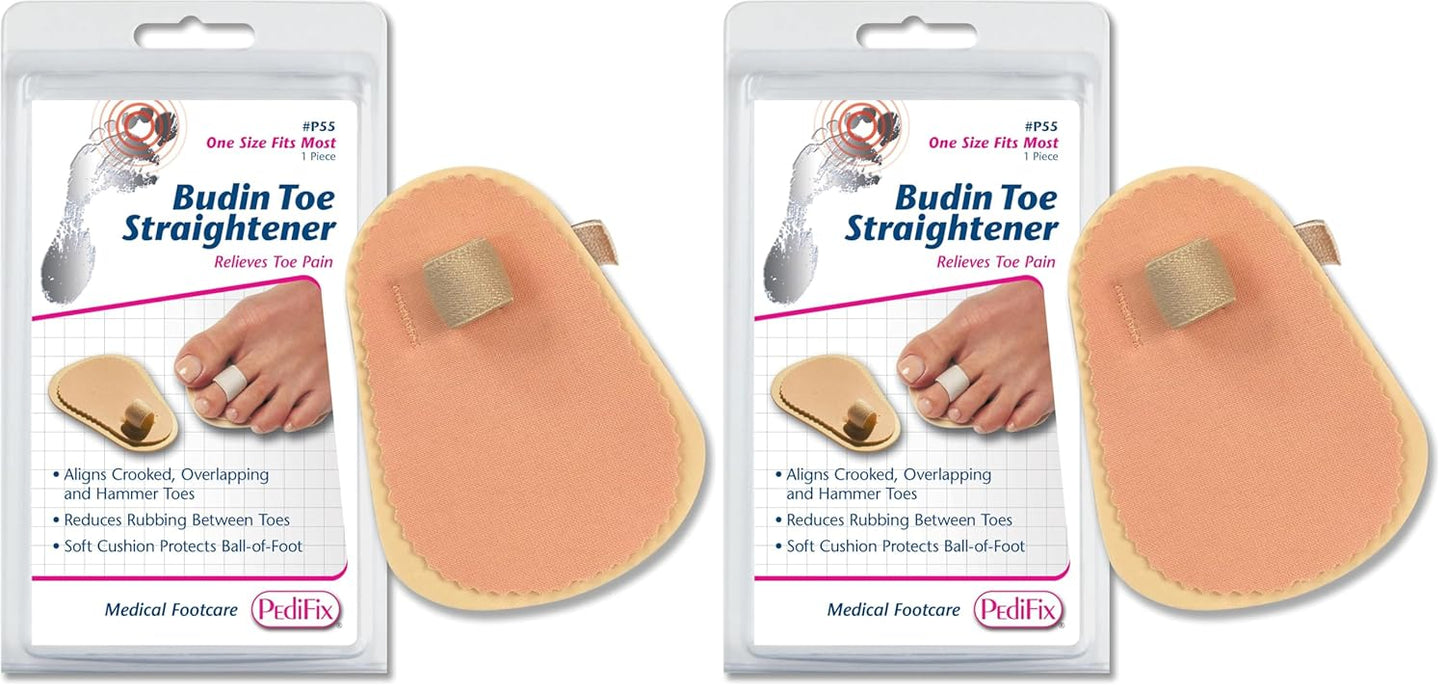 Toe Straightener by Pedifix P55 - Adjustable One Size (Pack of 2) for Comfort