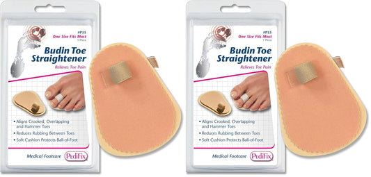 Toe Straightener by Pedifix P55 - Adjustable One Size (Pack of 2) for Comfort
