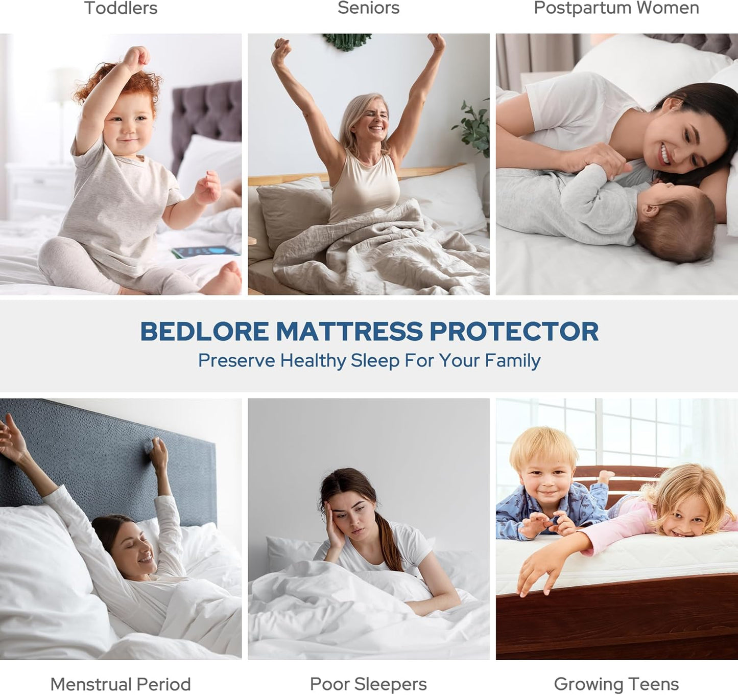 Waterproof Mattress Protector - Queen Size Noiseless Pad | Deep Pocket 6"-18" Depth, Soft & Breathable Gray Cover