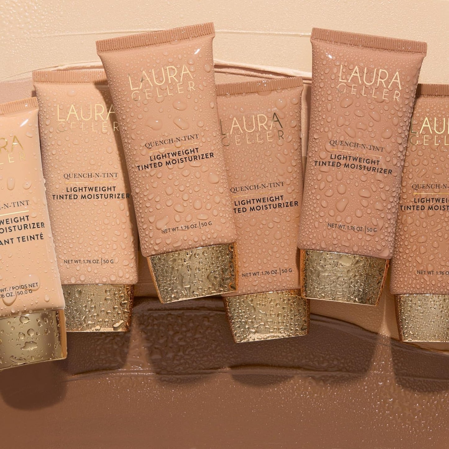 LAURA GELLER NEW YORK Quench-n-Tint Tinted Moisturizer - Sheer to Light Buildable Coverage - Natural Glow Finish - Lightweight Formula with Hyaluronic Acid, 01 Porcelain/Fair