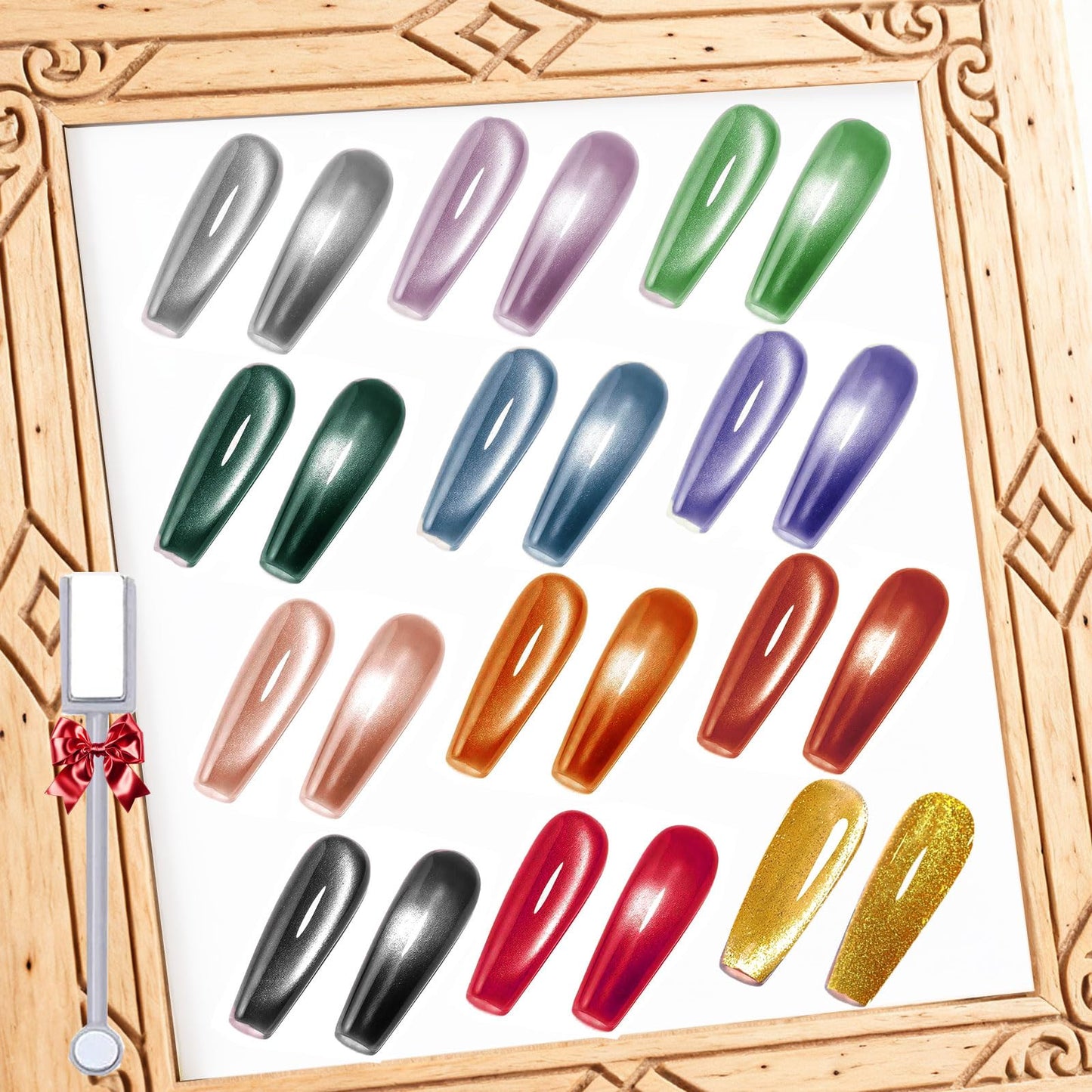 YEPYEPGO Cat Eye Gel Nail Polish Set, 12 Colors Velvet Cat Eye Gel Polish Magnetic Cateye Glass Effects Fall Winter Christmas Color Professional Use for Salon