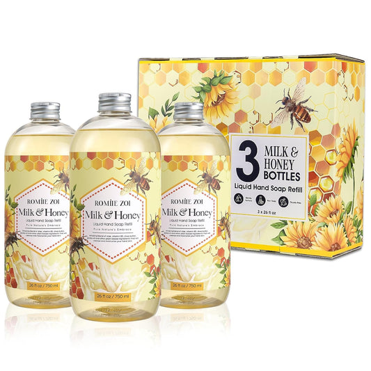 Sweet Vanille Liquid Hand Soap Refill Gift Set – 3 Pack (26 Fl Oz Each), Plant-Based & Biodegradable for Kitchen & Bathroom