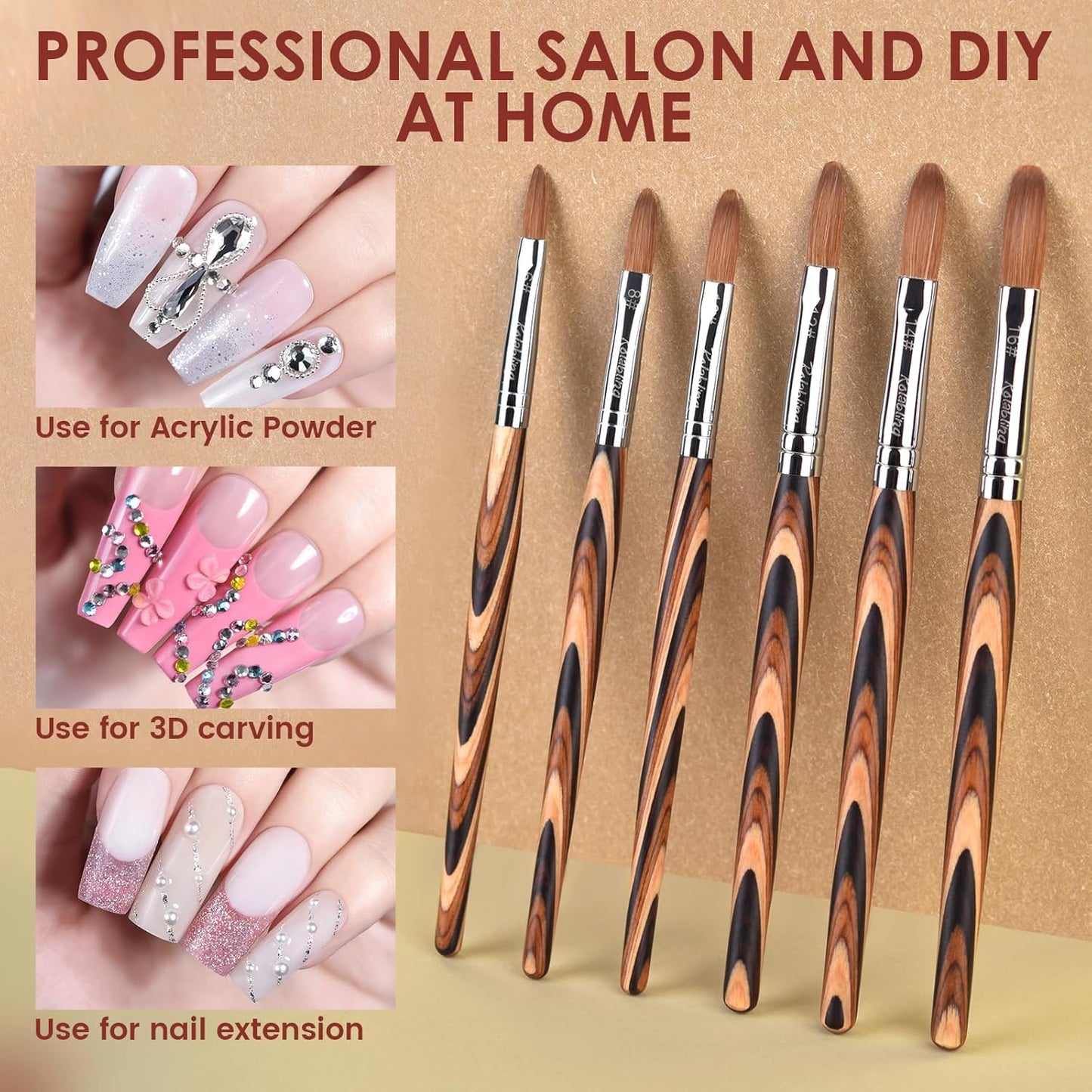 Kolinsky Sable Nail Brush Set - 10# & 12# Professional Quality for Precision Nail Art