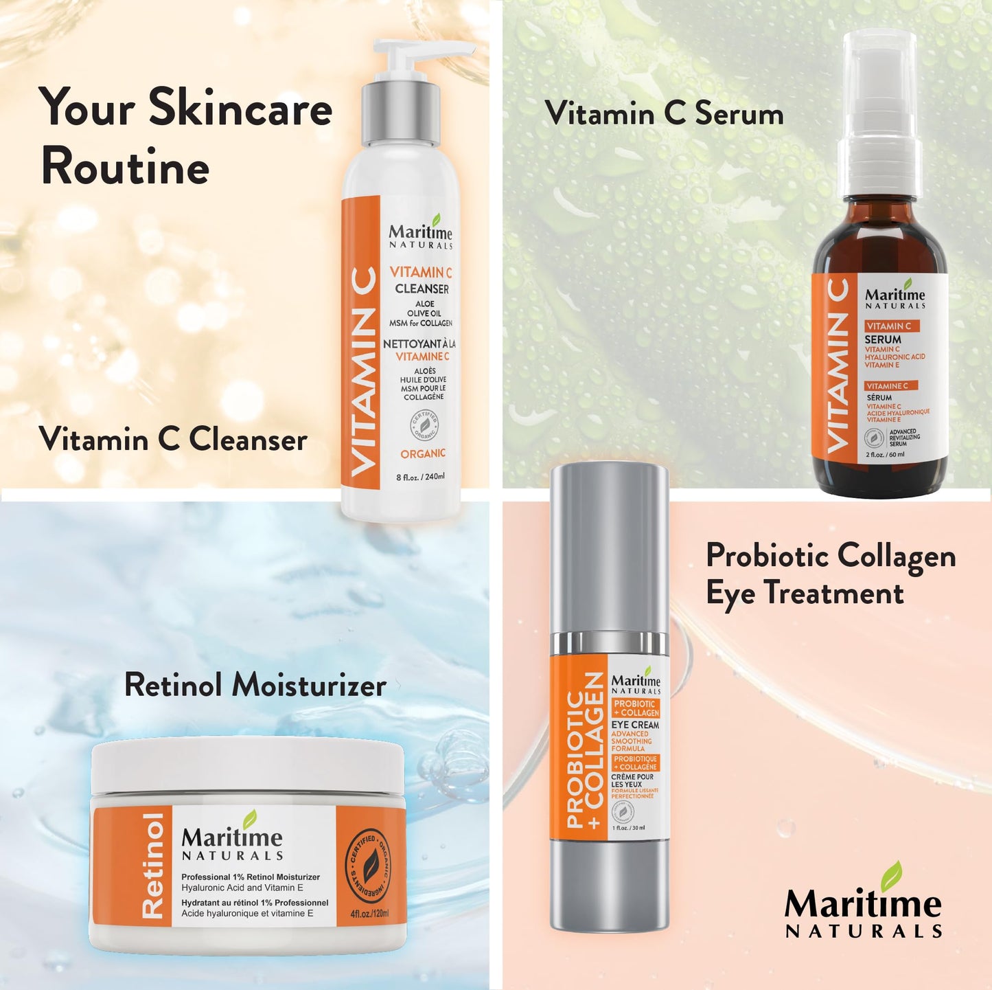 Maritime Naturals Retinol Moisturizer for face with Hyaluronic Acid & Organic Ingredients | Professional Results with Retinol Face Moisturizer | Day & Night Cream for Women & Men (120ml)