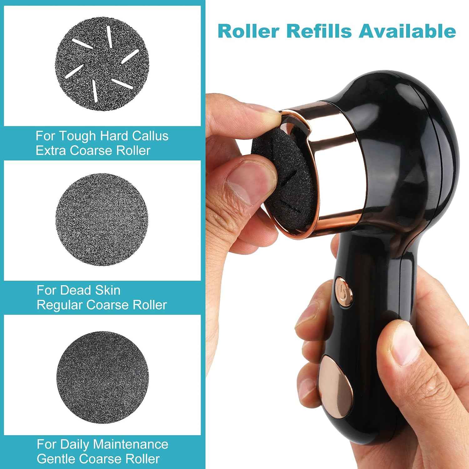 Rechargeable Electric Foot Callus Remover - Waterproof Portable Pedicure Tool for Cracked Heels & Dead Skin (Blue & Black)