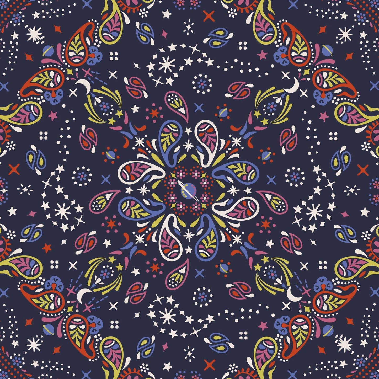 Premium Cotton Brush Up Cosmetic Case, Starry Paisley, One Size
