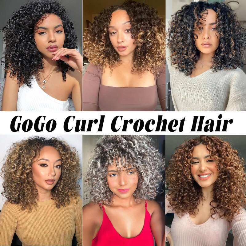 Vomella GoGo Curl Crochet Hair for Black Women 8 Packs 12 Inch Water Wave Curly Crochet Hair Ocean Wave Beach Curl Synthetic Crochet Hair Extensions(T30#)