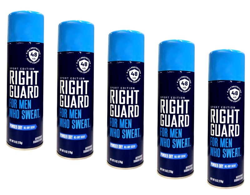 Right Guard Aerosol Sport Powder Dry Antiperspirant, 6 oz (Pack of 5)