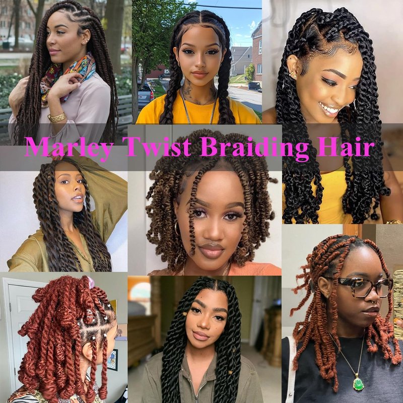 XSASLYET Marley Twist BraidIng Hair, Cuban Twist, 24 In,8 Packs,33/27