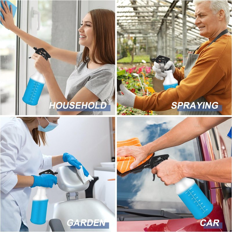 Gandeer 10 Pack Spray Bottles 16 oz Empty Water Spray Bottles for Cleaning Heavy Duty Refillable Squirt container with Measurements Adjustable Nozzle for Household(Black,Stylish Style)
