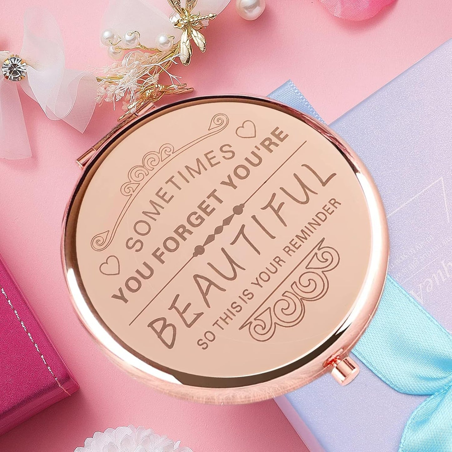 Compact Makeup Mirror for Women - Perfect Birthday Gift | Rose Gold, Ideal for Mother's Day, Valentine's Day & More