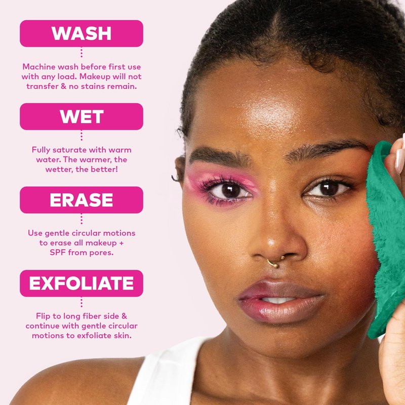 The Original MakeUp Eraser PRO, Effortlessly Remove All Makeup Using Only Water, Including Waterproof Mascara, Eyeliner, Foundation, Lipstick, Sunscreen,and More! Green, 1ct.