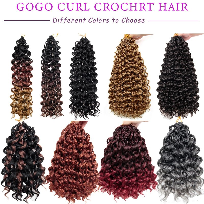 GoGo Curl Crochet hair 8 Packs Curly Crochet Hair for Women 18Inch 1B/4/30