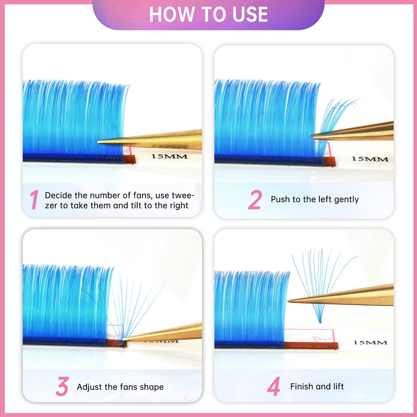Beauty7 Colored Lash Extension Easy Fan Neon Rainbow Lashes 7 Colors Volumn Lashes Ombre Lash Extensions Self Fanning D+ Curl 0.07mm 13mm 15mm Dramatic Eyelashes