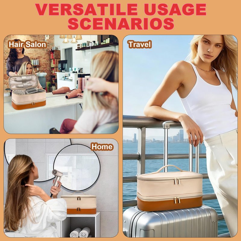 Travel Carrying Case for Hair Dryer Shark Flexstyle FlexFusion Airwrap Brush Double Layer Storage Bag Hair Accessories Tools Storage Case for Revlon Hairdryer Styler/Shark SpeedStyle Organizer Bag