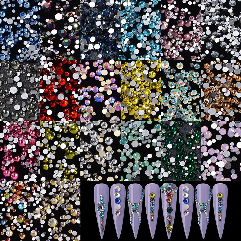 14400 Pcs Multi-Colored Nail Art Rhinestones & Glass Crystals Set with Picker